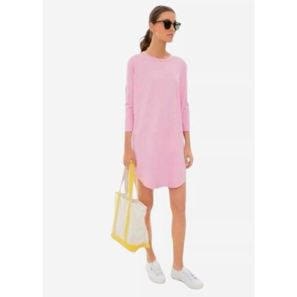 Pomander Place by Tuckernuck Sue T-Shirt Dress Tee Tunic 3/4 Sleeve Pink M/L - Picture 1 of 10